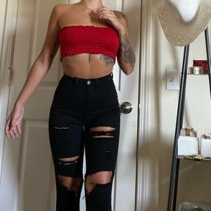 Fashion Nova Black Ripped Jeans High Waisted